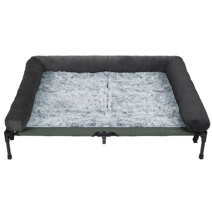 BINGOPAW Outdoor Elevated Dog Bed Cooling Raised Pet Lounger Bed Mesh Cot Sleep Camping Bed with Detachable Plush Bolster