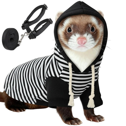 Ferret Clothes With Harness Comfortable Soft Hamster Outfits Small Pets Hoodie Costume For Bunny Squirrels Chinchilla Chihuahua
