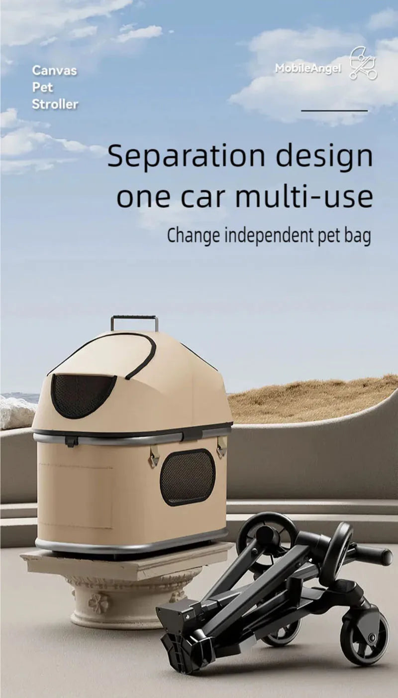 New pet stroller for outdoor use, lightweight and foldable, suitable for medium-sized and small dog and cat households. Outdoor
