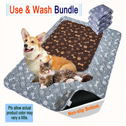 2pcs Large Pet Dog Pee Pads, Rosa Rink Washable Sleep Play Pad, Reusable Dogs Puppy Pads Pet Training Pads for Dogs winter