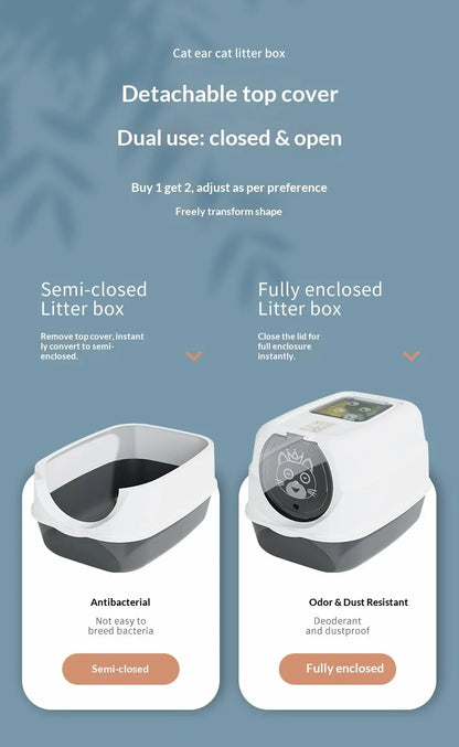 Automatic Self Cleaning Cat Litter Box Covered Closed Large XXL Anti Splash Odor Control Dust Free Easy Clean Privacy Hood Mat