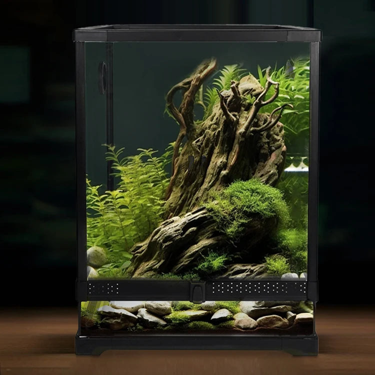 Relaxlines Ecological Landscape Rainforest Style Glass Terrarium Reptile Tank Aquarium Breeding Reptile Terrarium Tank