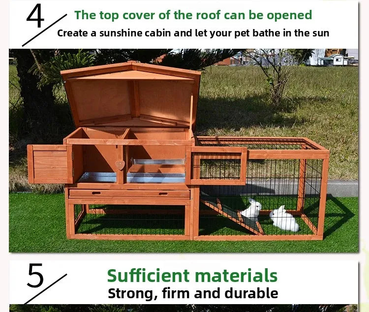Rabbit Cage Large Size Rabbit Hutch House Breeding Cage Home Tent Villa Rainproof Antiseptic Yard Balcony Double Garden