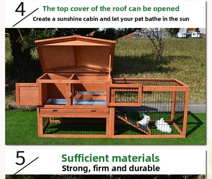 Rabbit Cage Large Size Rabbit Hutch House Breeding Cage Home Tent Villa Rainproof Antiseptic Yard Balcony Double Garden