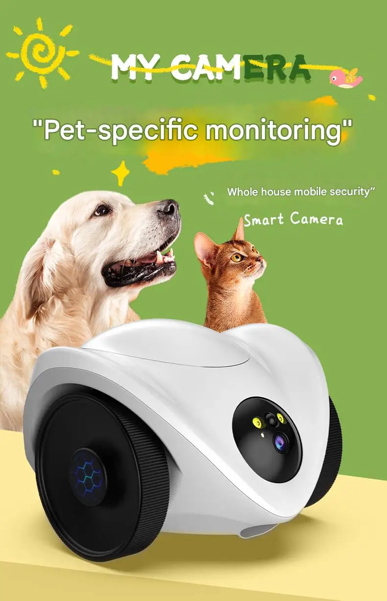 Whole House Mobile Walking Robot with Security Smart Camera for Specific Pet Monitoring & Playing With Remote Laser & Feeding