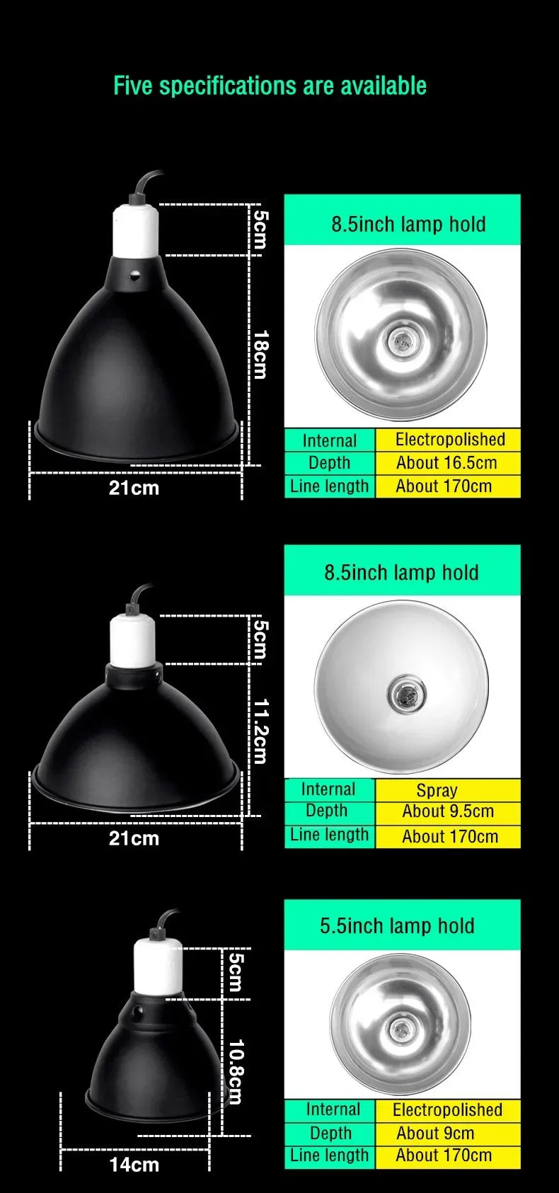 5.5 Inch Reptile Lamp Cap Tortoise Lizard Snake Terrarium Anti-scald Protective Lampshade Lamp Holder Reptile Safety Light Shade