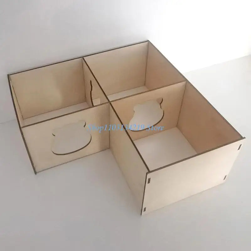 N5KC Hamster Wooden House Multi Chambers Detachable Roof Small Pet Hideout for Dwarf Hamsters Easy to Clean Habitat Decor