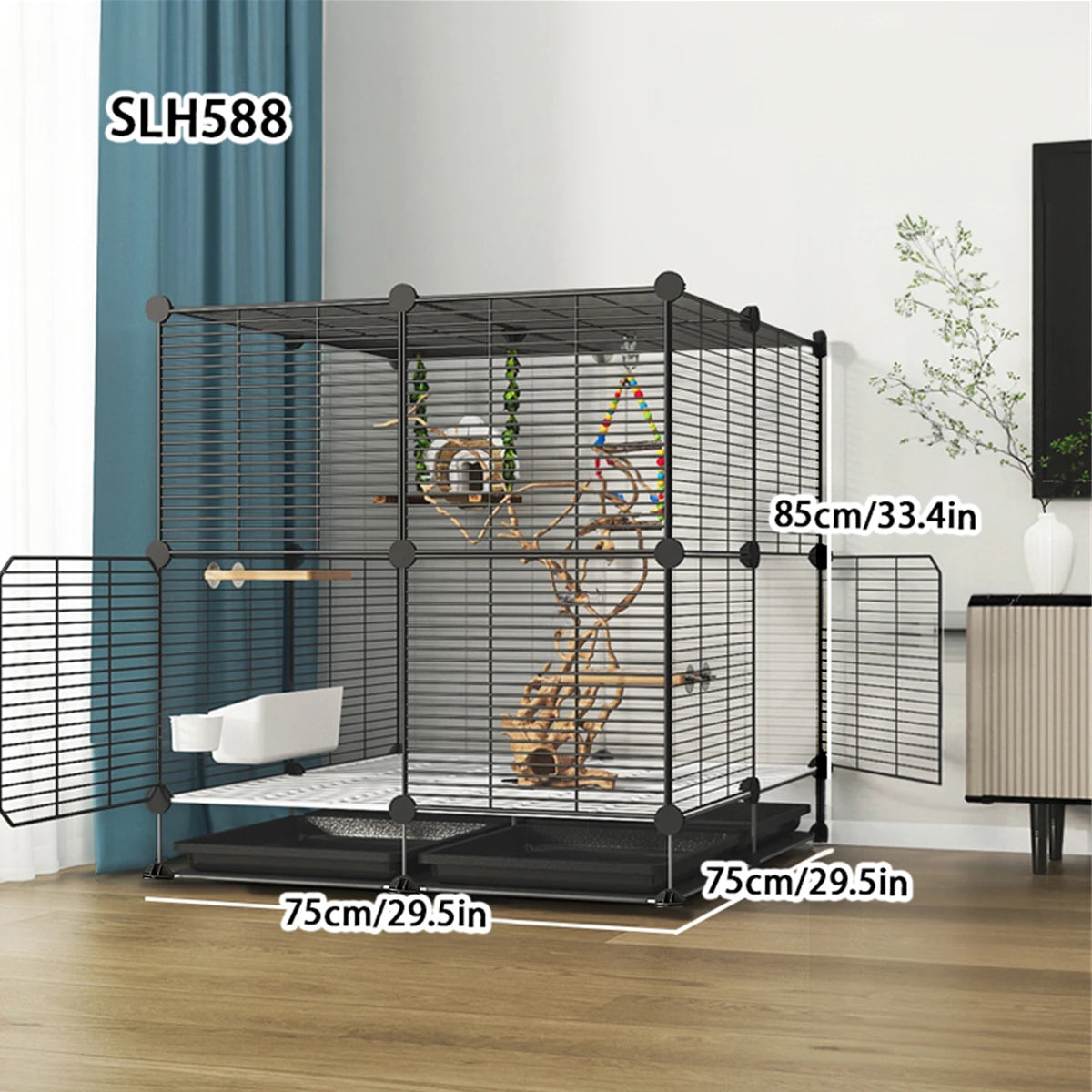 Large Bird Cage with Toilet Breeding Cage Suitable for Mynas, Budgerigars, Cockatiels, Finches, Thrushes, Multi-Layer Iron Bird Nest