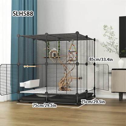 Large Bird Cage with Toilet Breeding Cage Suitable for Mynas, Budgerigars, Cockatiels, Finches, Thrushes, Multi-Layer Iron Bird Nest