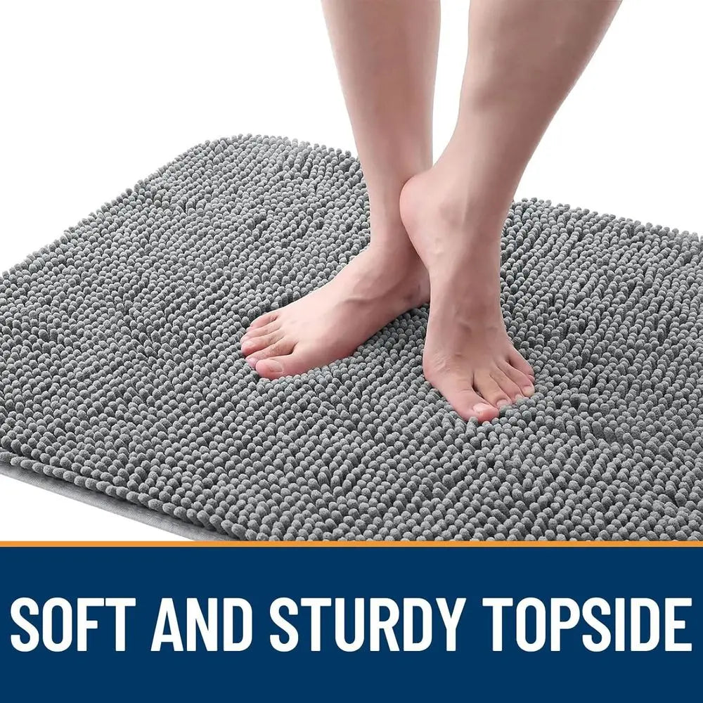 Mud-Resistant 54x32 Door Mat for Dogs, Moisture-Absorbing, Non-Slip, Washable, Quick-Dry Chenille Mat for Indoor Entryways, Grey