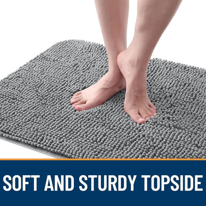 Mud-Resistant 54x32 Door Mat for Dogs, Moisture-Absorbing, Non-Slip, Washable, Quick-Dry Chenille Mat for Indoor Entryways, Grey