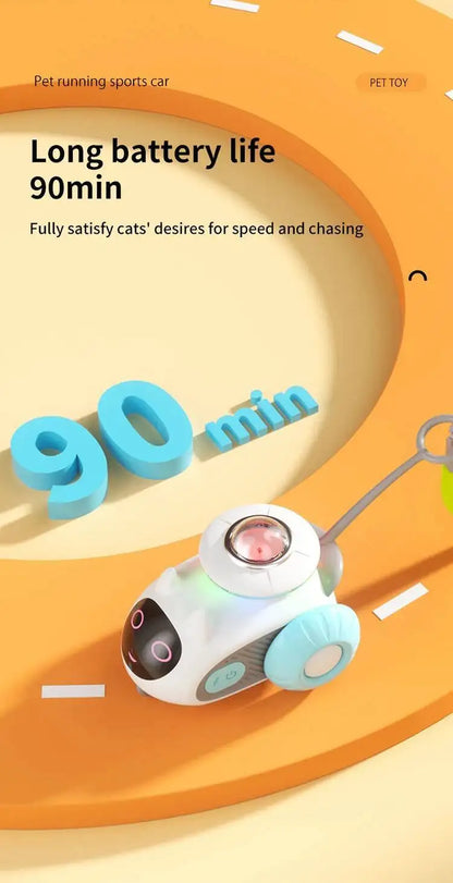 Cat Toys Car for Indoor Remote Control Smart Automatic Car with Tail Rechargeable LED Auto Moving Exercise Interactive Cat Toys
