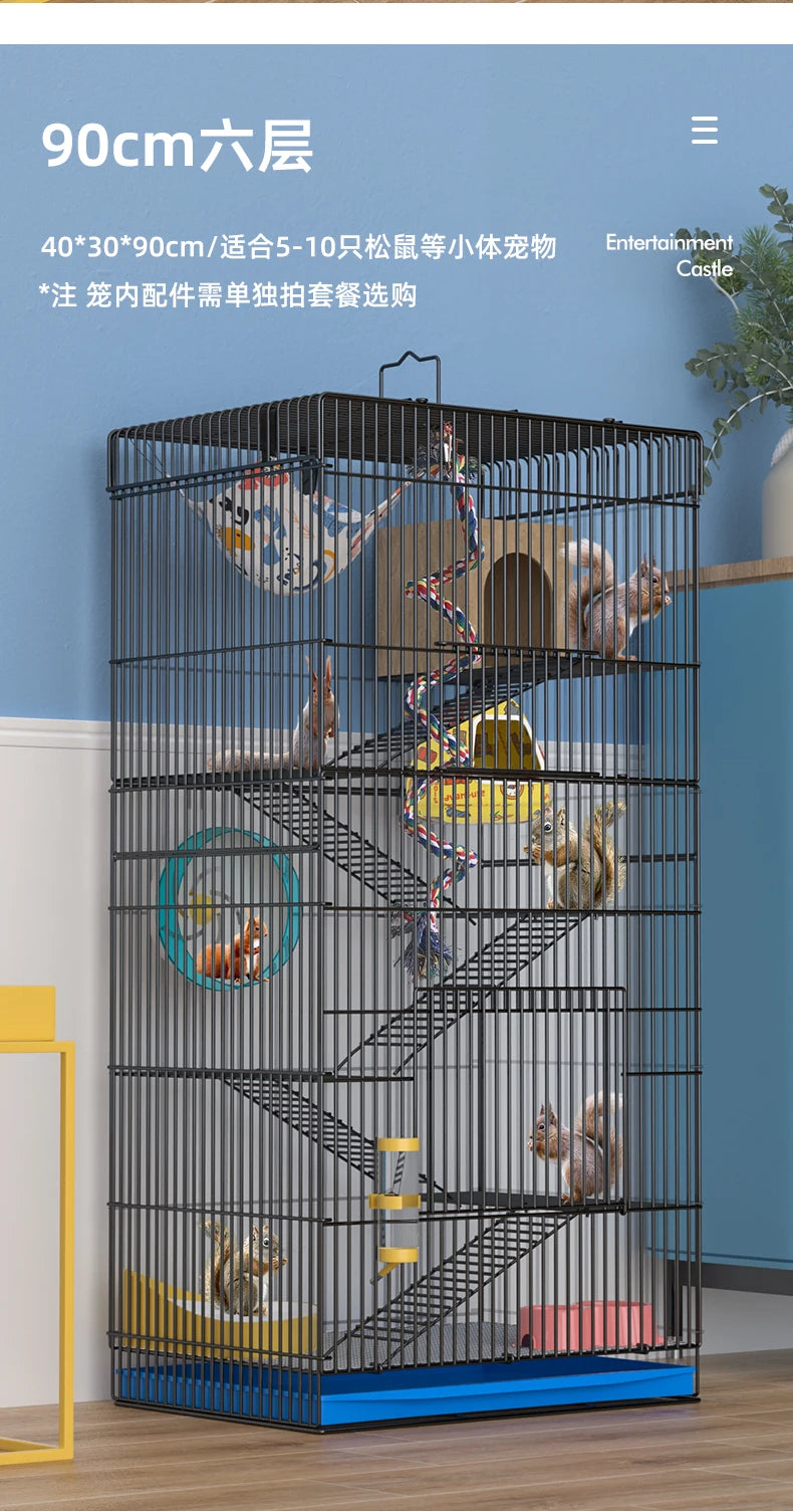 ‌Jumbo Hedgehog Sugar Glider Cage - Reinforced Escape-Proof Habitat, Chew-Resistant Large Base for Rats Hamsters