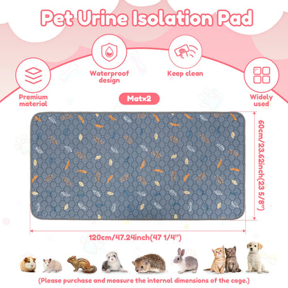2Pcs Guinea Pig Cage Liner Washable Rabbit Absorbent Mat Reusable Hamster Pee Pad Anti-Slip for Pet Guinea Pig Rabbit Hedgehog