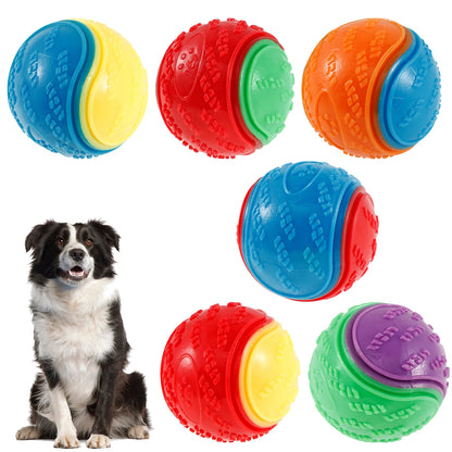 6Pcs Squeaky Balls Toys Dogs Interactive Toys TPR Dog Chew Toy for Dog Pet Teeth Cleaning Bite Resistance  Pet Supplies