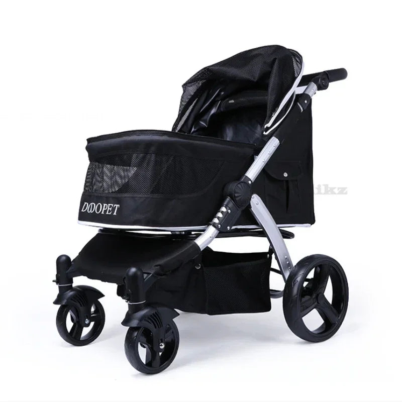 Foldable Large Four-Wheeled Pet Stroller Medium Size for Dogs Samo Golden Retriever Outing Dog Cart Comfortable Go out Stroller