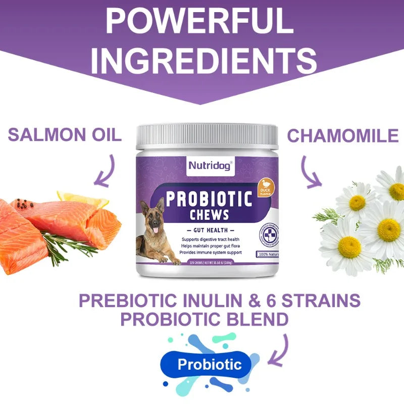 Anti-allergic & hip joint & calming & probiotic dog food for dogs full stage comprehensive nutrition-120 soft chews