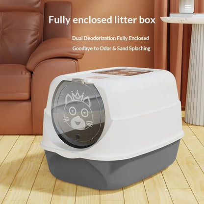 Automatic Self Cleaning Cat Litter Box Covered Closed Large XXL Anti Splash Odor Control Dust Free Easy Clean Privacy Hood Mat