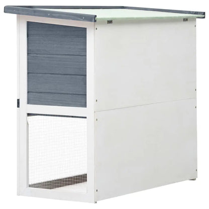 Gray Wood Outdoor Rabbit Hutch with 1 Door Small Animal Supplies
