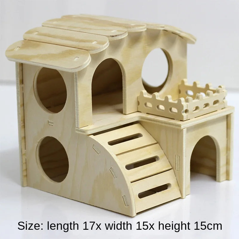 Hamster Toys Wooden Furniture Hamster Cages Wooden Running Wheels Villas Swings Wooden Nests Bite Resistant Small Houses