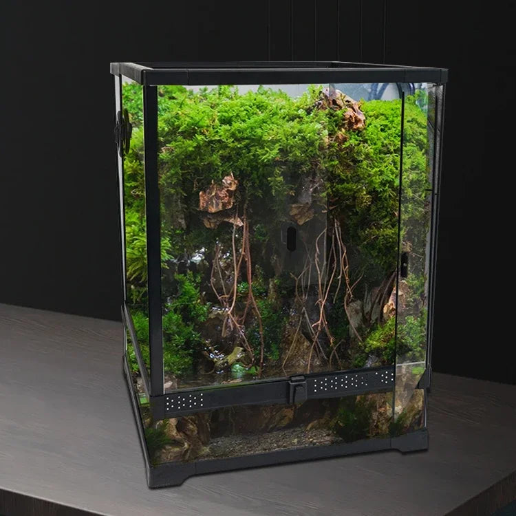 Relaxlines Ecological Landscape Rainforest Style Glass Terrarium Reptile Tank Aquarium Breeding Reptile Terrarium Tank