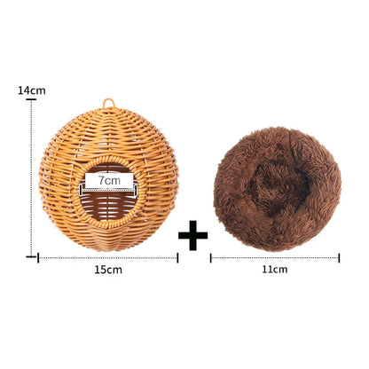 Sugar Glider Pouch Pet Glider Cage Sleep Bag for Small Animals Squirrels Marmosets Rats Hamsters Metal Frame PP Rattan Durable