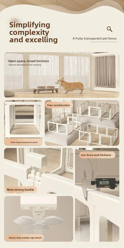 DIY Free Combination Pet Fence Fully Transparent Acrylic Small Dog Indoor Home Dog House Balcony Safety Fence Pet Furniture