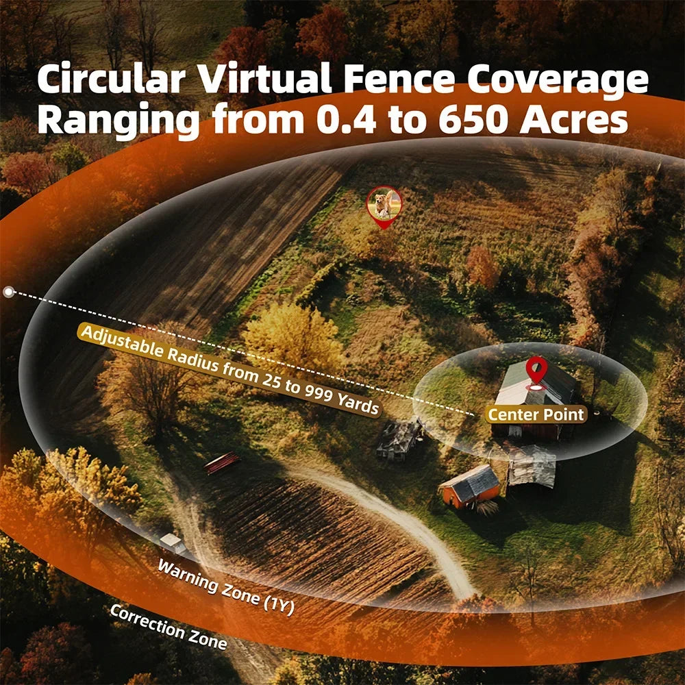 New Upgrade Smart GPS Wireless Dog Fence, Pet Training Collar,Electronic Fence,Invisible Virtual Outdoor Waterproof OLED Screen