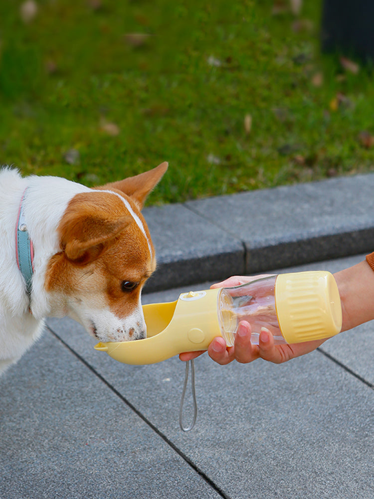 Portable Dog Water Bottle With Food Cup For Small Large Dog Cats Outdoor Walking Drinking Feed Dispense French Bulldog Supplies