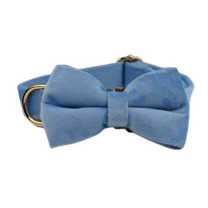 Blue Velvet Dog Collar And Leash Set For Small Medium Large Dogs Custom Engraved Nameplate Pet Supplies Dog Leash Velvet15