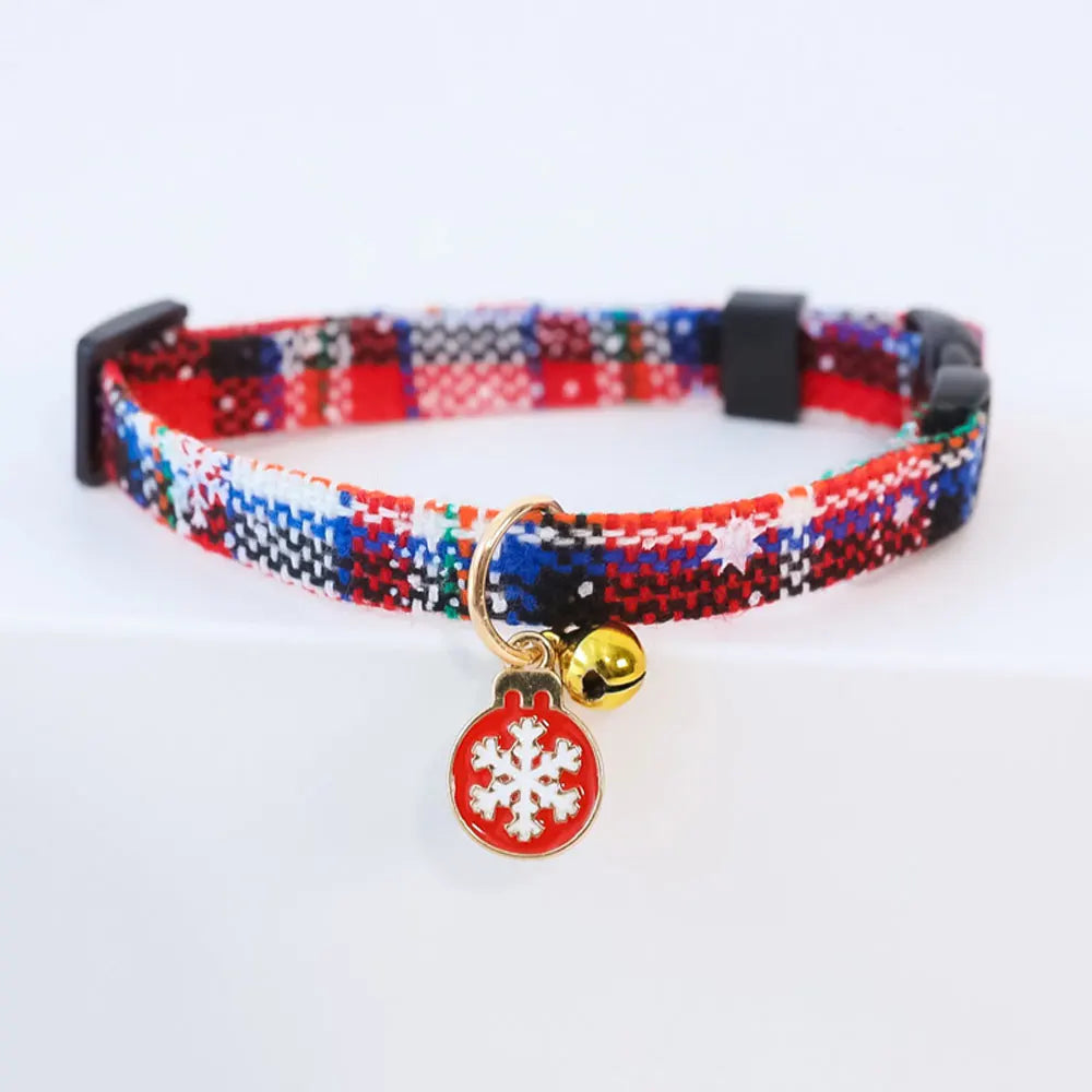Christmas Cat Collar with Bell Christmas Tree Santa Claus Plaid Safety Breakaway Christmas Collars for Puppy Cat Kitten Accessor