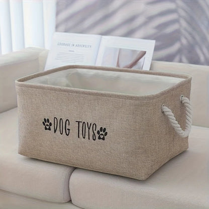 1PC Pet Toy Storage Basket, Woven Polyester Organizer for Dog and Cat Supplies, Clothing, Snacks, Toys