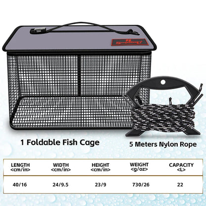 Sougayilang Foldable Fishing Cage Net Fish Carp Bait Cage Shrimp Basket Fish Crayfish Lobsters Catcher Tank Trap Mesh Network
