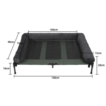 Dog Bed for Dogs and Cats Indoor Outdoor Elevated Pet Lounger Bed with Detachable Plush Bolster Cooling  Summer L XL 2XL