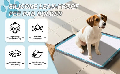 Dog Potty Pad Holder with Raised Edges and Leak-Proof Design - No-Spill Training Pads for Puppies to Safely Protect Floors