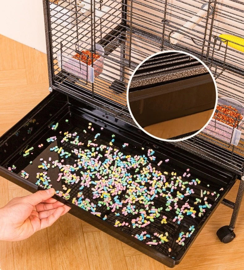 Luxury Bird Cage Large Parrot Birds Cages Accessories Drawer Wheels Birds Houses Lock Parrots Pigeon Feeder Birdcage Supplies