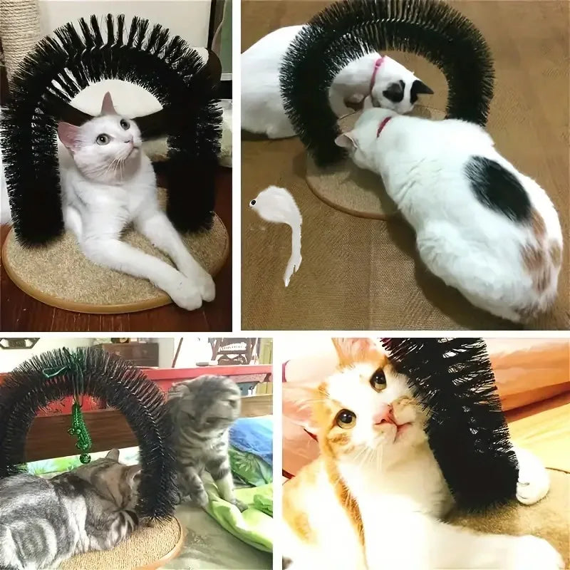 Cat grooming device, indoor cat brush toy, arch grooming device, cat massager toy