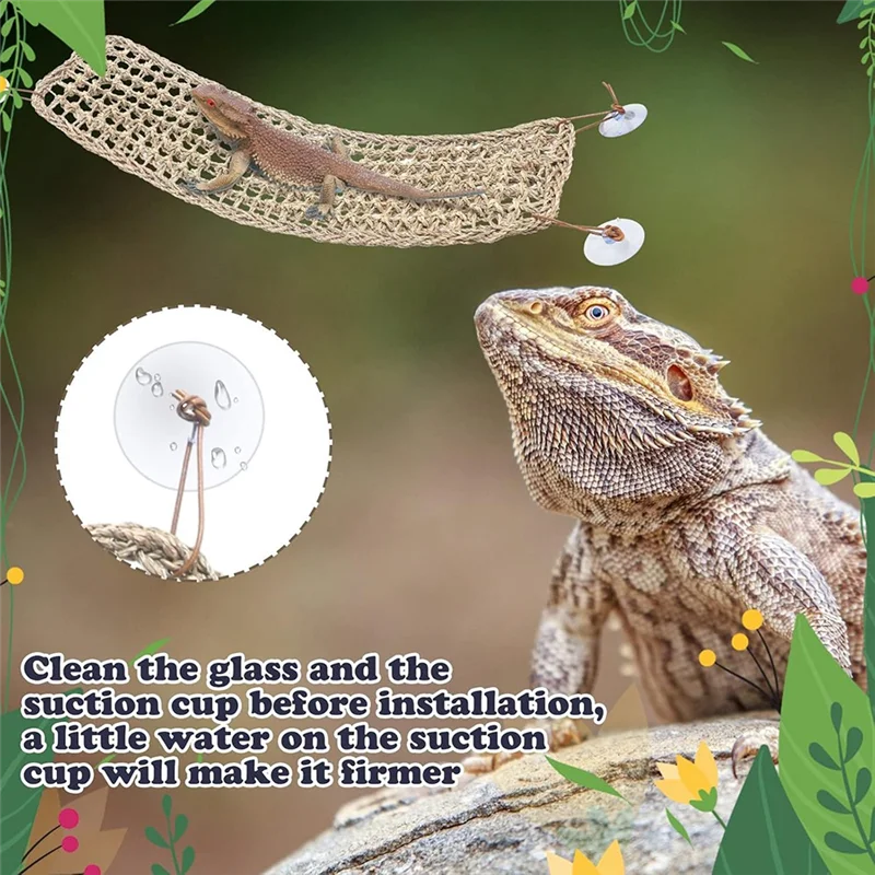 B84B-2 Pack Lizard Reptile Bearded Dragon Hammock Climbing Toy Seagrass Fiber Habitat Accessories For Amphibians