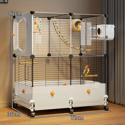 Large Bird Cage for Parrots Spacious Aviary with Standing Pole Luxury Cockatiel & Budgie Habitat Anti-Scatter Design Bird Villa