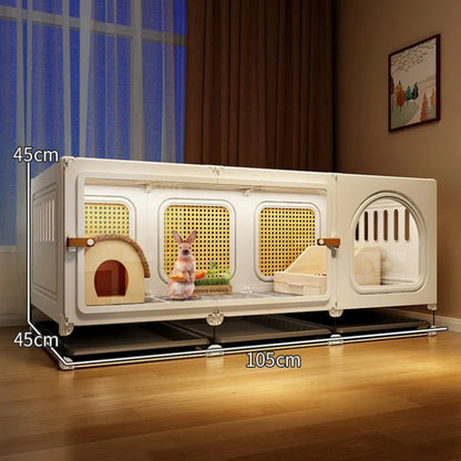 ZQ Rabbit cage Rabbit cage with toilet Rabbit  Household large guinea pig guinea pig Ornamental villa plastic