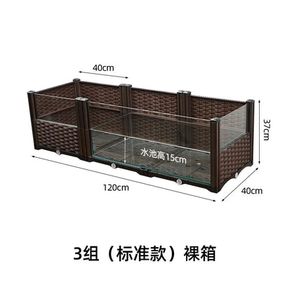 Large Turtle Ecological Breeding Tank with Water-Land Structure,Home Habitat for Yellow-Edge Turtles,Nest Area with Built-In