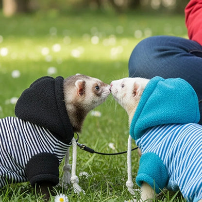 Skin Friendly Elastic Ferret Hoodie Cozy Soft Ferret Pullover Thick Fleece Stylish Drawstring Hamster Coat Daily Party