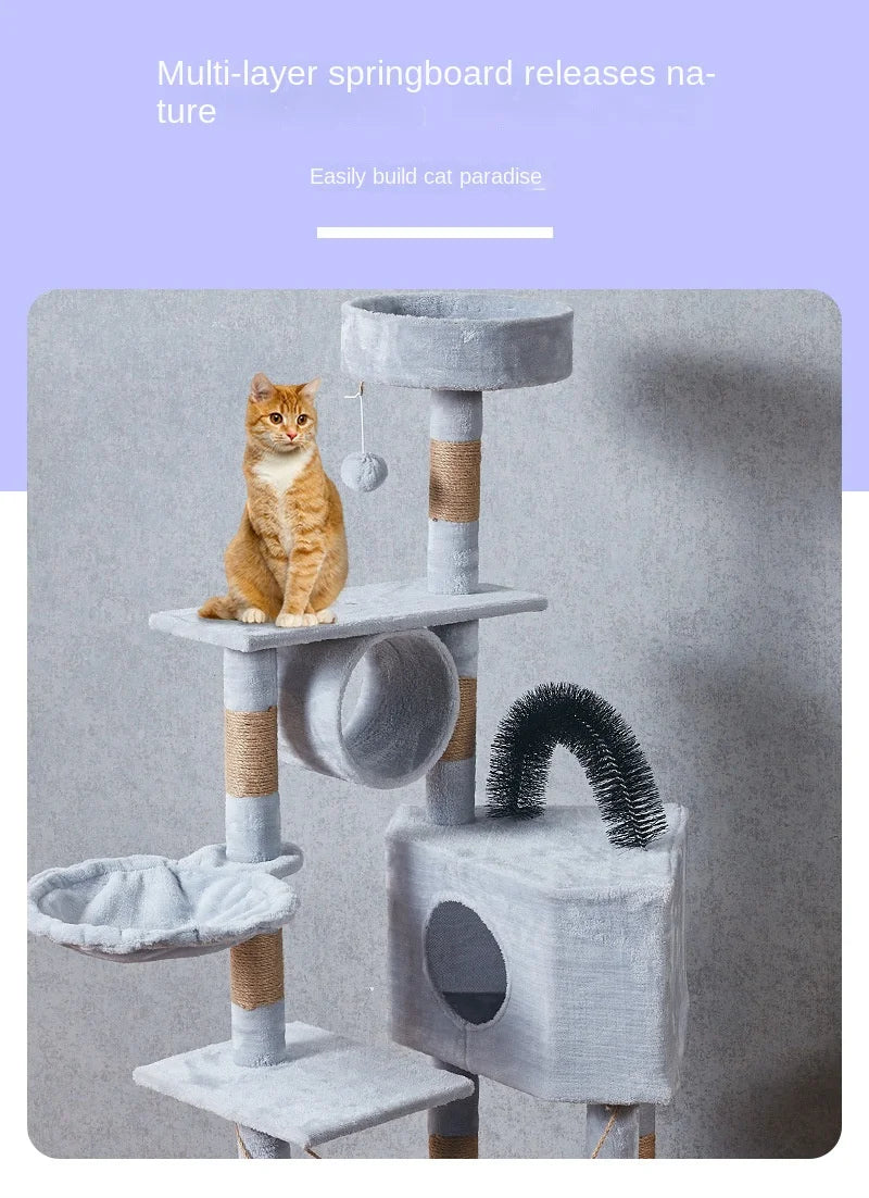 Large Cat Tree Tower with Multiple Hamocks, Scratch Tower, Villa Training Aids, Furniture, Pet Products Supplies