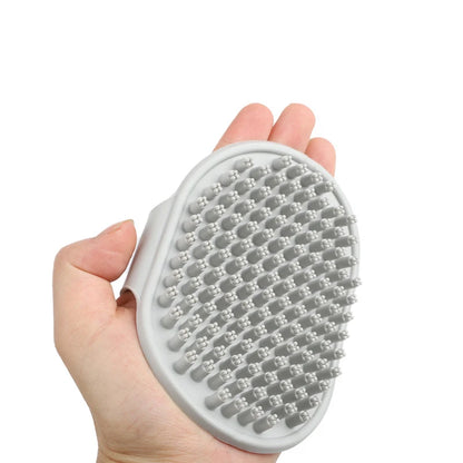 Cat Grooming Comb Dog Bath Brush Pet Grooming Shedding Soothing Massage Rubber Bristles Comb with Adjustable Ring Handle