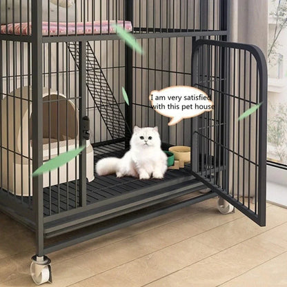 Window Openable Mesh Cat Cages Creative Pet Villa Duplex Luxury Cat Dog House Durable Metal Pet Room Modern Minimalist Doghouse