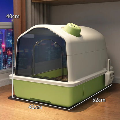 Cat Litter Box, Fully Enclosed, Odorless and Deodorizing, Extra Large Size for External Splashing in Cat Toilets, Cat Litter Box
