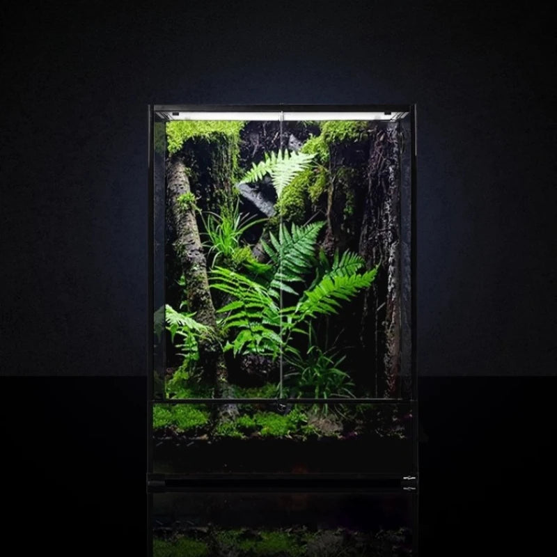 ‌Premium Glass Reptile Terrarium - Chameleon & Lizard Habitat, Ventilated Vivarium with UVB Light, Waterproof Frog Enclosure