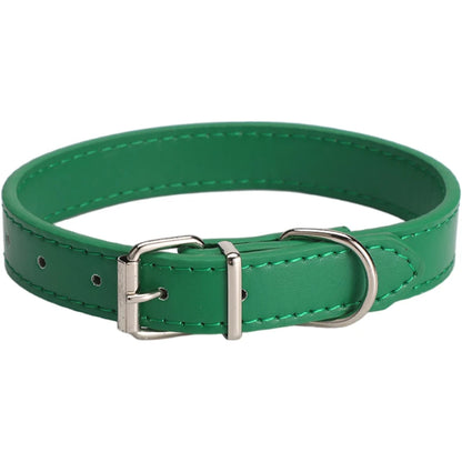 Leather Dog Cat Collar Soft Solid PU Collar For Small Medium Big Dogs Adjustable Puppy Neck Strap Colorful Cute Kitten Necklace