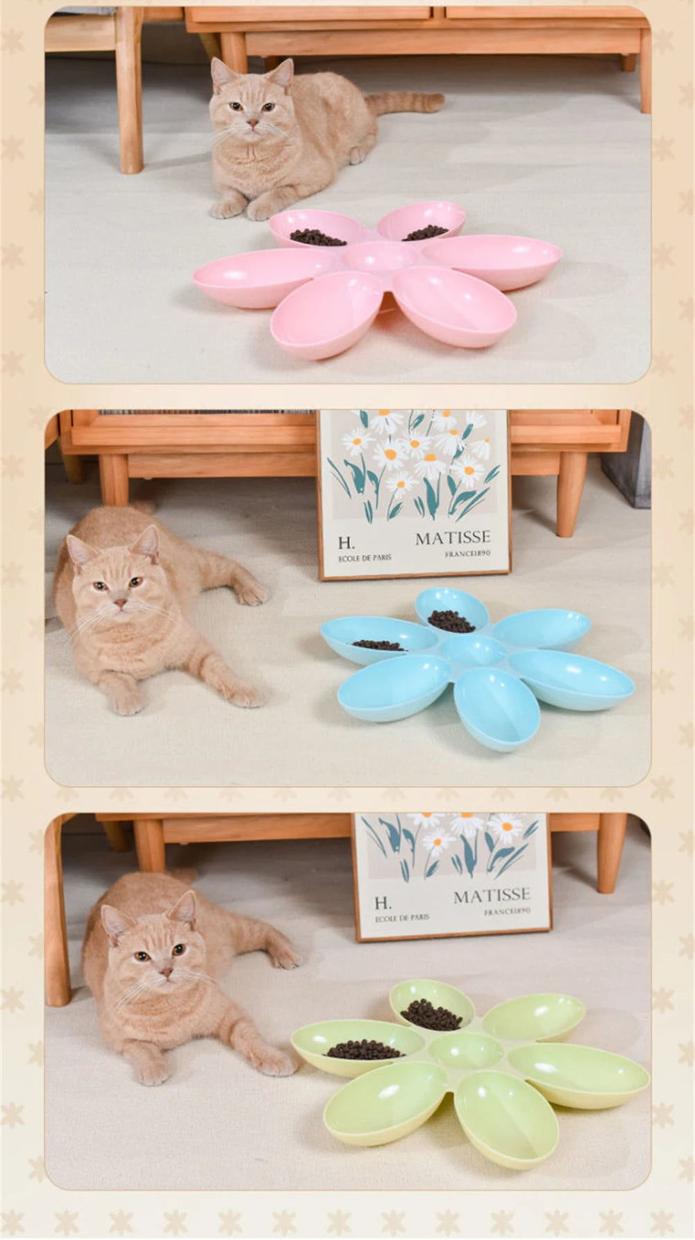 Cat Bowl Multi Cat Petal Food Bowl Baby Cat Milk Cat Special Bowl Multi functional Cat and Dog Food Bowl Upgrade Pet Lunch Time