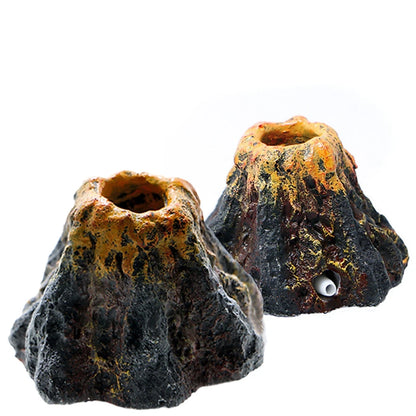 Aquarium Volcano Bubble Stone Fish Tank Decoration Volcano Landscape Rockery Can Install Oxygen Pump Home Crafts Ornament